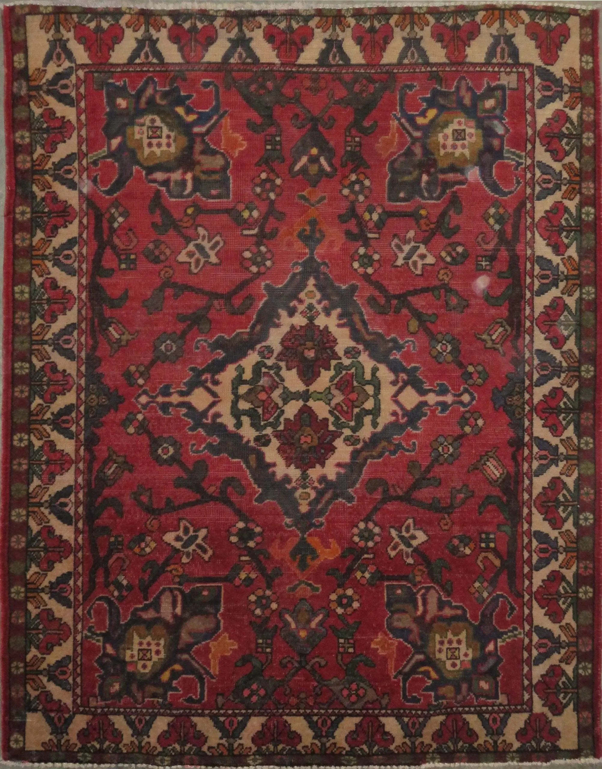 Hand-Knotted Persian Wool Rug _ Luxurious Vintage Design, 6'6" x 4'9", Artisan Crafted
